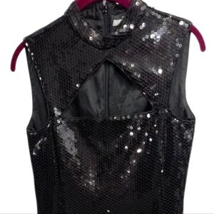 Jeremy Scott Aeffe BLACK SEQUIN SLEEVELESS MINI DRESS Runway Moschino Sz 8